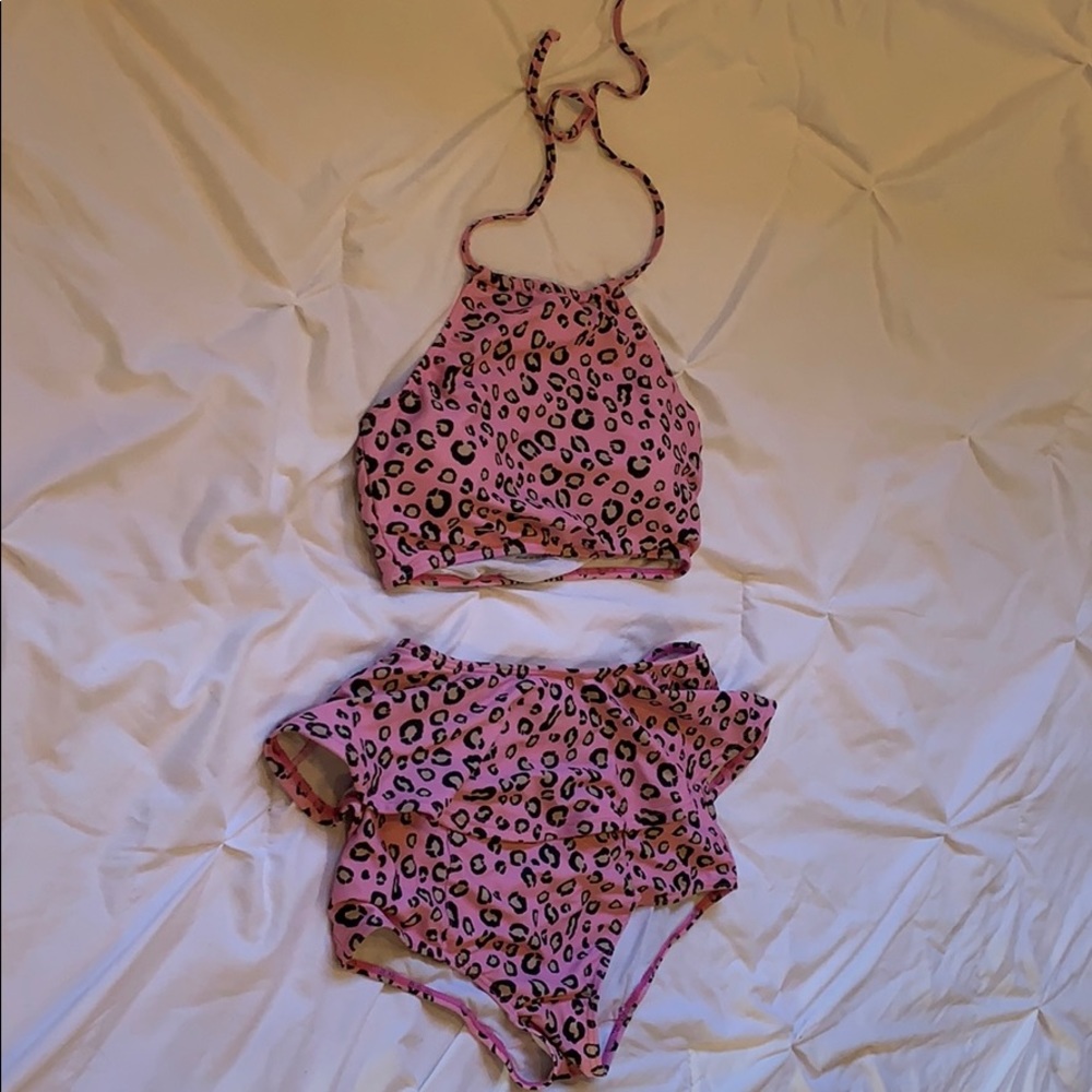 ModCloth Pink Leopard Print Swimsuit